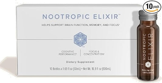 Isagenix Nootropic Elixir- Brain Health & Focus Supplement - Liquid Supplement with Green Tea Extract to Support a Healthy Mindset - 1.69 Oz Bottles (10 Count)