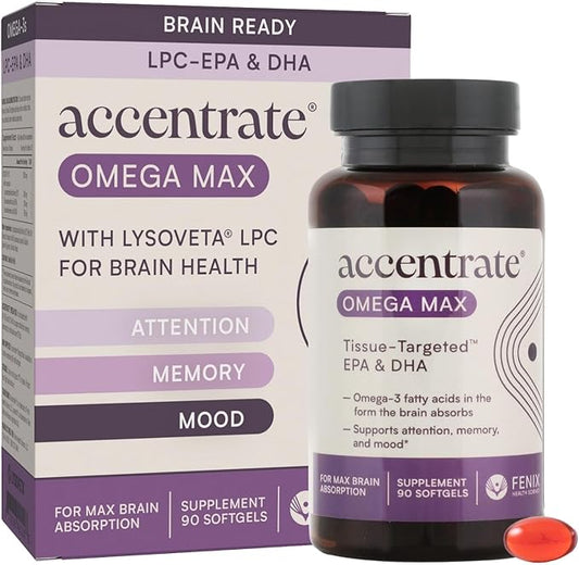 Omega 110 w/LYSOVETA LPC | EPA & DHA Supplements for Brain & Retina Health | Focus, Attention, Memory, Mood & Vision | 6X Higher Absorption Than Fish Oil | High Potency Omega-3 LPC-DHA