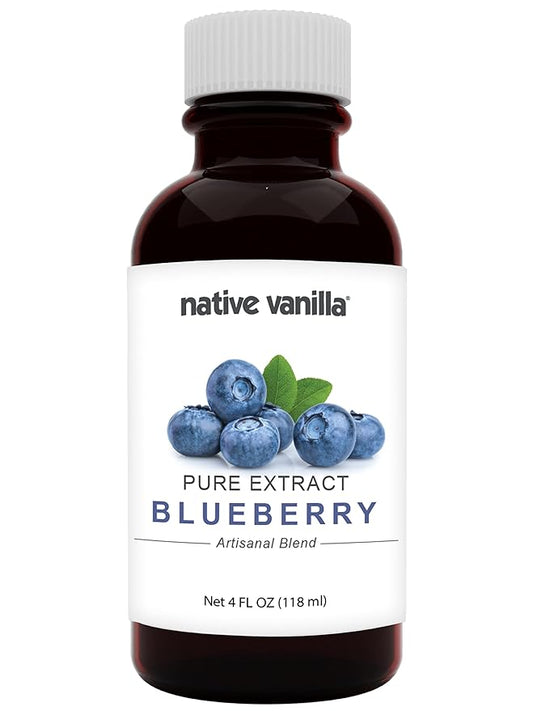 Native Vanilla - Blueberry Extract - 4 Fl Oz - Perfect for Cooking, Baking, and Dessert Crafting