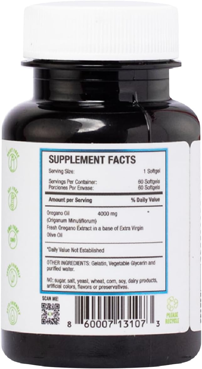 Oil of Oregano, 60 Softgel – Immune and Intestinal Support Supplement for Healthy Digestive – Formulated with Extra Virgin Olive Oil – Plant Based, Vegan and Non-GMO
