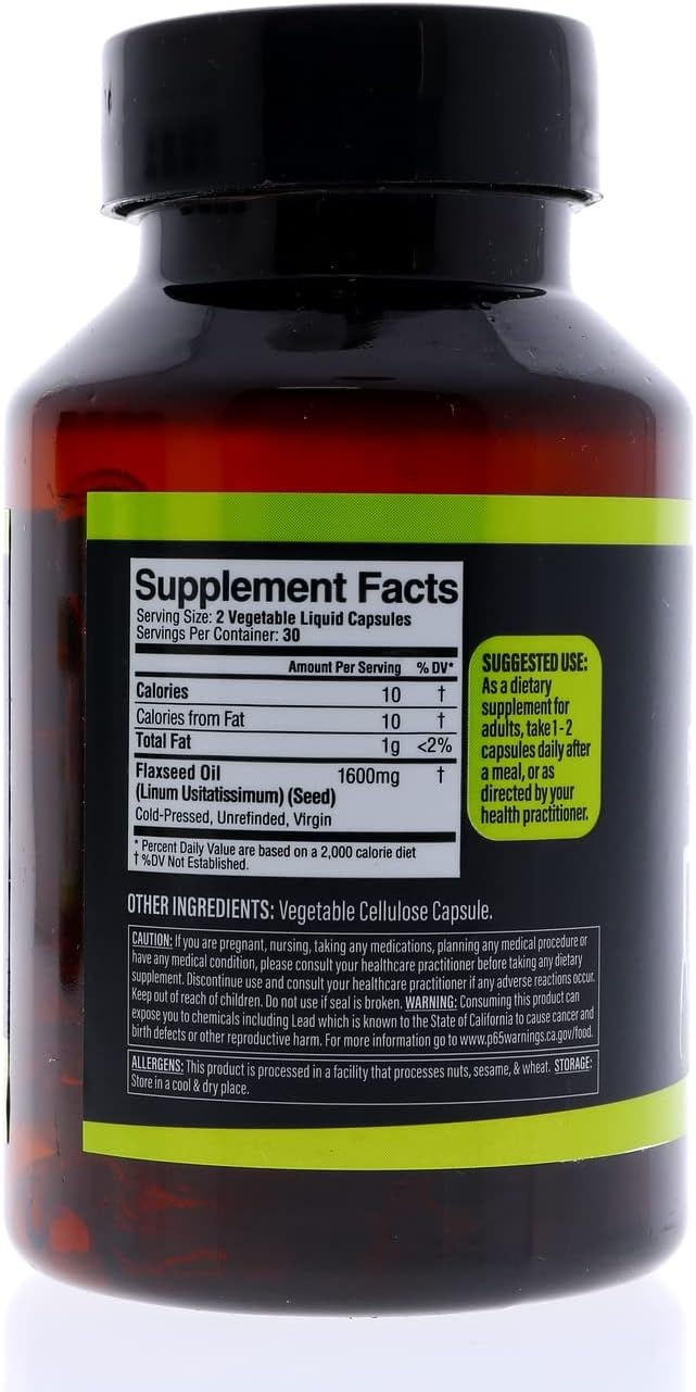Dr. HERBALIST Flaxseed Oil 1600mg - 60 Capsules - Vegan, Gluten-Free, Source of Omega-3, 6 & 9 for Daily Nutrition