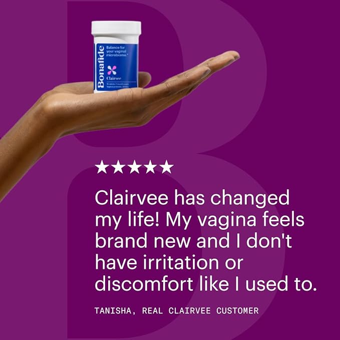 Bonafide Clairvee Vaginal Probiotic for Relief from Odor, Itching & Discharge, 1-Month Supply (15 Capsules)