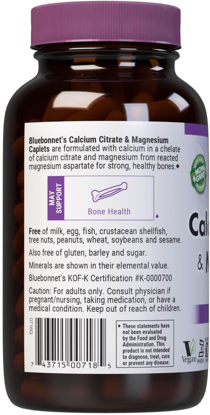 BlueBonnet Calcium Plus Magnesium Caplets, 180 Count