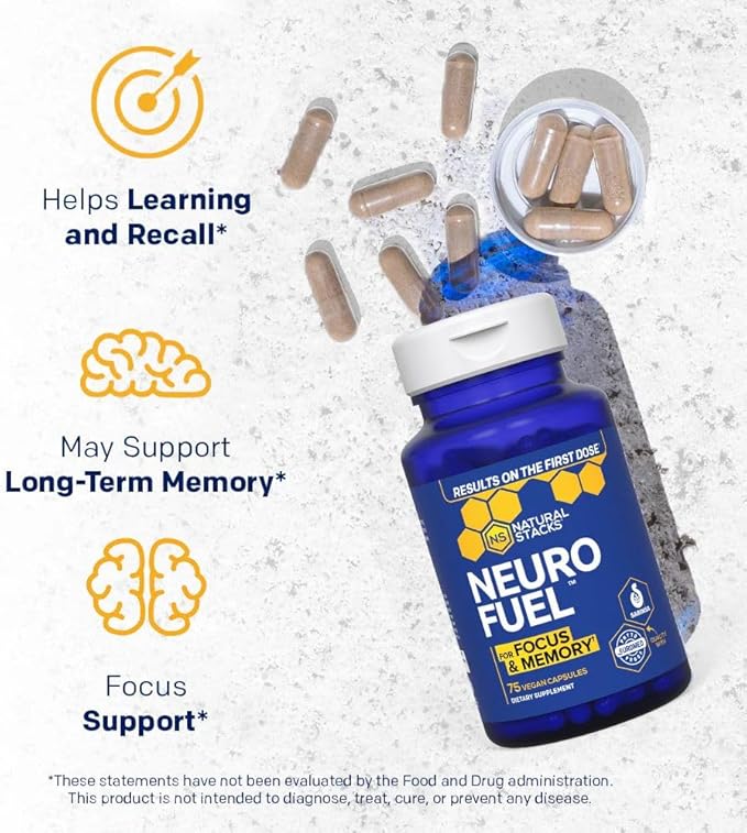 NATURAL STACKS MagTech Magnesium + NeuroFuel Nootropic Bundle - Supports Relaxation, Focus & Brain Health* - 165 Total Capsules
