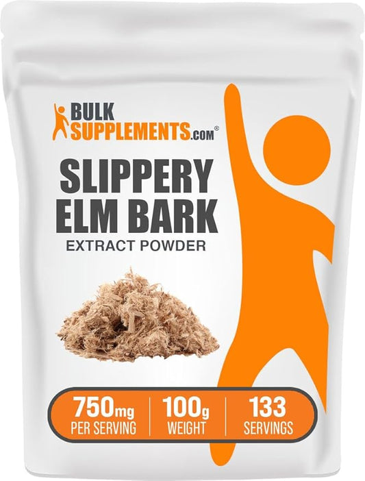 BulkSupplements.com Slippery Elm Bark Extract Powder - Slippery Elm Powder, Sourced from Ulmus Rubra Bark - Gluten Free, 750mg per Serving, 100g (3.5 oz) (Pack of 1)