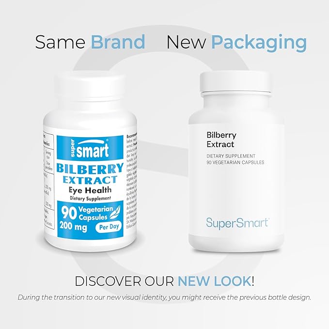 Supersmart - Bilberry Extract (High Strength) - 25% Anthocyanin - Bilberry Supplement for Eyes - Vaccinium Myrtillus Fruit Supplement | Non-GMO & Gluten Free - 90 Vegetarian Capsules