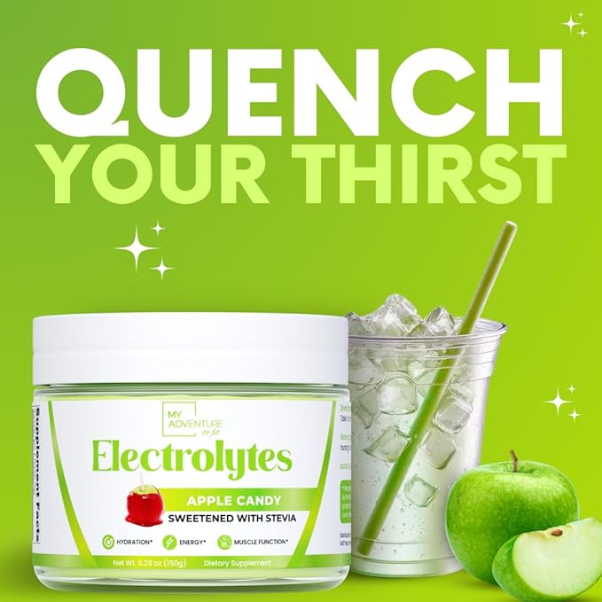 Zero Sugar - Apple Candy Electrolytes Powder - Refreshing Hydration - Caffeine Free Energy with All Natural Ingredients - Vegan, Keto, and Paleo - Sugar Free Electrolytes Drink Mix - with 30 Servings