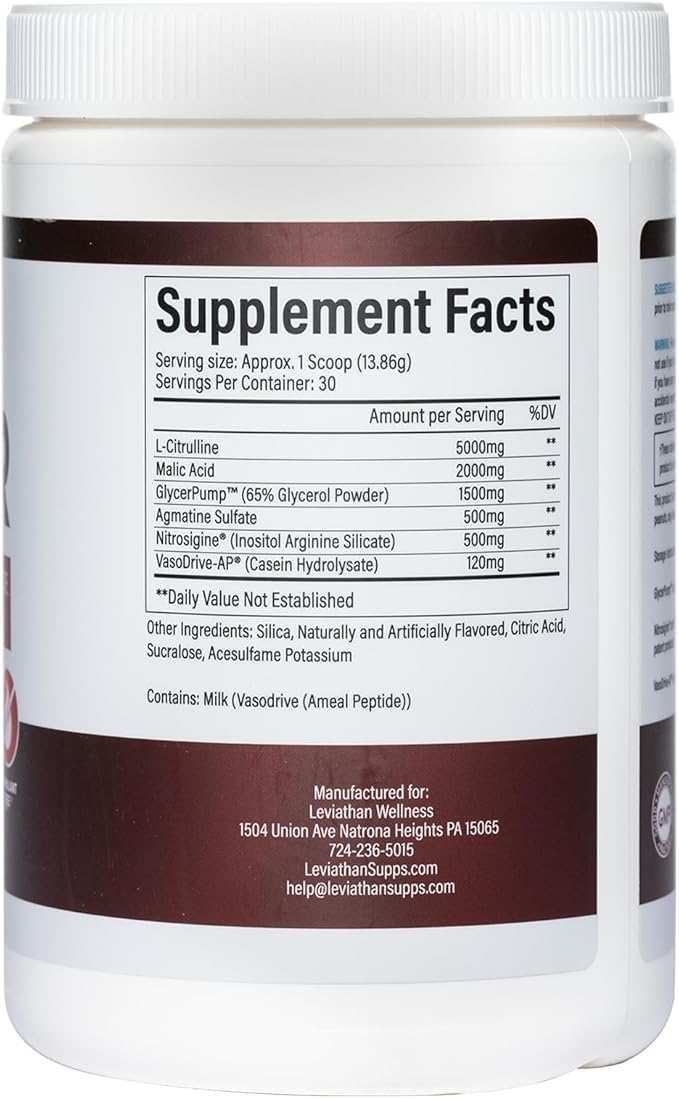 Vigor - Stimulant-Free Nitric Oxide Pre-Workout Powder | L-Citrulline (5000mg), Malic Acid (2000mg), GlycerPump (1500mg)| Blue Raspberry| 30 Servings, 13.86g Each | Made in The USA