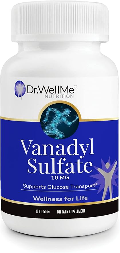 Dr. WellMe Vanadyl Sulfate 10mg – 100 Tablets Blood Sugar, Maintain Glucose & Metabolism – Non-GMO, Gluten-Free Supplement for Men & Women