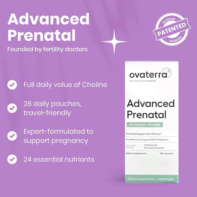 Advanced Prenatal Vitamins for Women with 550mg Choline, Methylfolate, Chelated Iron & 24 Nutrients 168 Capsules - 28 Day Supply