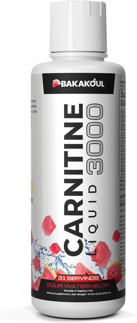 L Carnitine Supplement Liquid 3000 mg, with BCAA Sports Supplements, Help Support Energy Boosts, Support Muscle, Efficient Formula with Acetyl Rapid Absorption, Sustained Energy, Watermelon Flavor