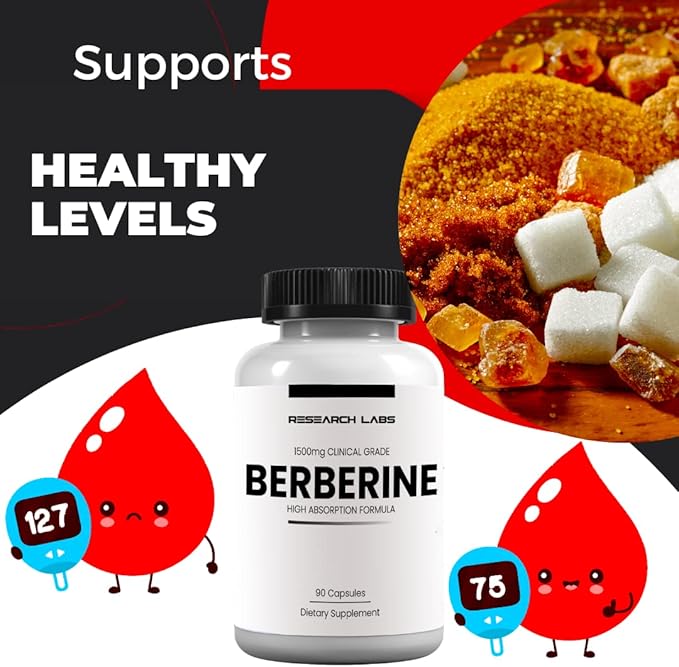 Research Labs 2 Fer 1 Ad - 1500mg Clinical Grade Berberine High Absorption Formula & BerberQuil™ Support. 180 Total Capsules. 500mg Each Capsule