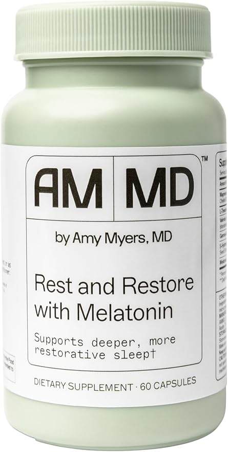 Amy Myers MD Rest & Restore with Melatonin - Supplement for Natural Sleep Support - Relieves Restlessness - Non-GMO & Gluten-Free - 60 Capsules (30 Servings)