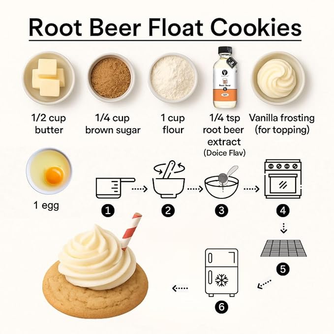 Dolce Flav Root Beer Extract – 2 Ounce Oil-Soluble Kosher, Sugar-Free, Concentrated Classic Root Beer Flavoring for Baking, Chocolates & Desserts, Includes Measured Dropper