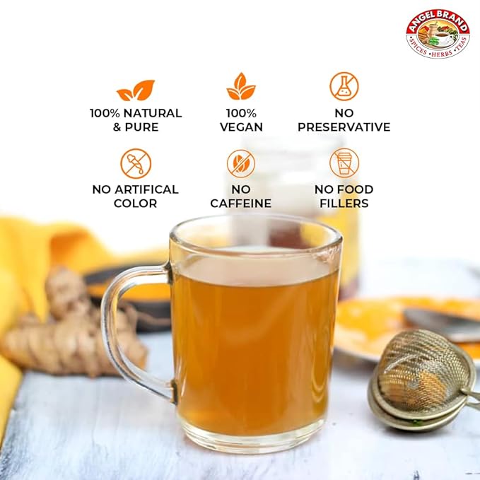 Angel Brand Turmeric Tea Bags 20 - Natural Turmeric Tea with Curcumin for Inflammation, Supports Digestion & Immunity