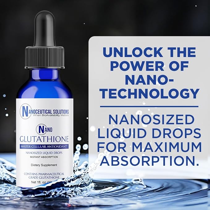 Nano Glutathione Drops by Nanoceutical Solutions, Pharmaceutical Grade Liquid Supplement, Ultra-Efficient Absorption, Up to 8 Times Higher Than Glutathione Capsules | 30 Servings
