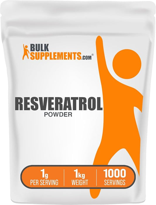 BulkSupplements.com Resveratrol Powder - Resveratrol Supplement, from Polygonum Cuspidatum - Antioxidant, Gluten Free, 1g per Serving, 1kg (2.2 lbs) (Pack of 1)