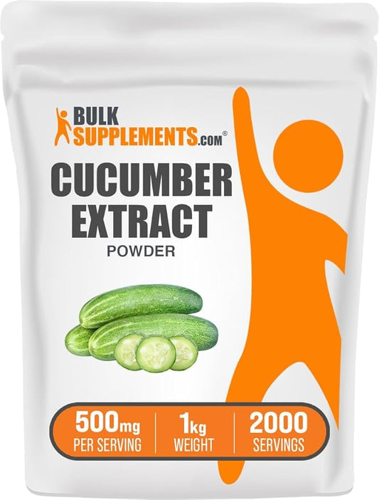 BulkSupplements.com Cucumber Extract Powder - Cucumber Supplement, for Hydration - Vegan & Gluten Free, 500mg per Serving, 1kg (2.2 lbs) (Pack of 1)