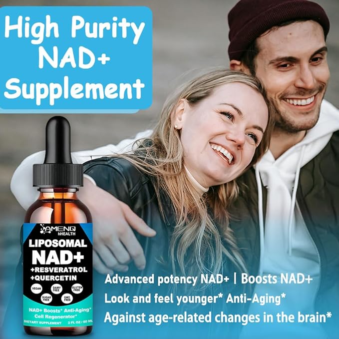 2 Pack NAD Supplement, Liposomal NAD Nicotinamide Riboside Resveratrol 900mg Quercetion, TMG, Vitamin B3, High Potency NAD+ Liquid Supplement for Cell Regenerator, Longevity, Energy