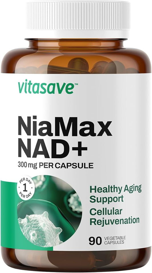 NiaMax NAD+ Supplement – 300mg Niacinamide Riboside per Capsule – High-Potency NAD+ Precursor for Energy, Healthy Aging & Metabolic Function – Vegan, Non-GMO, Gluten-Free (90 Capsules)