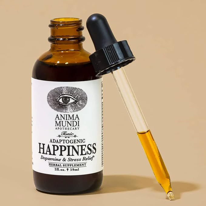 Anima Mundi Apothecary Herbal Ashwagandha Drops - Happiness Tonic for Gentle Mood Support and Relaxation - Adaptogenic Drops with Organic Ashwagandha, Rhodiola, St. John's Wort & More (2oz / 59ml)