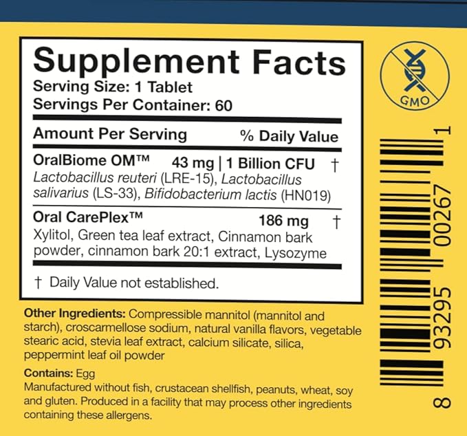 Researched Nutritionals OraMax - Oral Health Complex to Fight Bad Breath and Support Health Teeth & Gums - Oral Probiotics, Enzymes, Nutrients & Herbs (60 Dissolving Tablets)