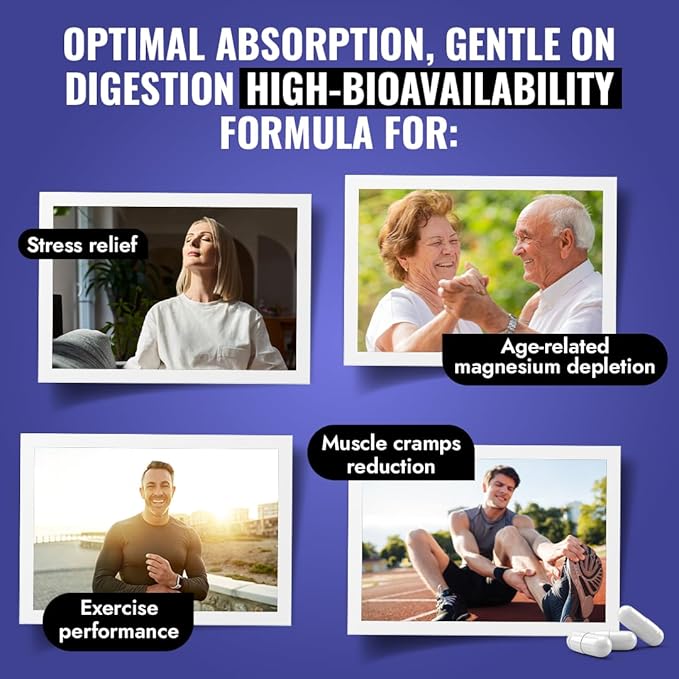 Magnesium Glycinate 500mg - Chelated & Buffered High Absorption Magnesium Supplement to Support Stress Relief, Digestion, Bone, Sleep, Nerves & Muscle Health - Made in USA - 120 Vegan Capsules