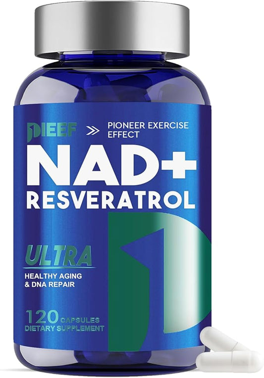 NAD+ Supplement 2000 mg - 120 Capsules, True NAD+ & Resveratrol, NMN Supplement Alternative for Cellular Energy & Repair, Anti-Aging & Antioxidant Support