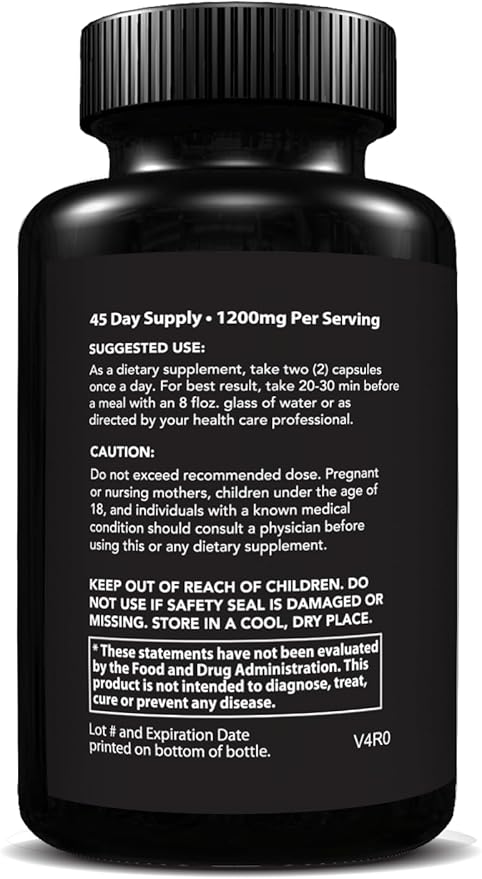 Ultra High Strength Berberine HCL 1200mg Supplements | 90 Vegan Capsules | Organic Berberine Supplement for Metabolic Support and Overall Health | Perfect for Men and Women - Made in USA