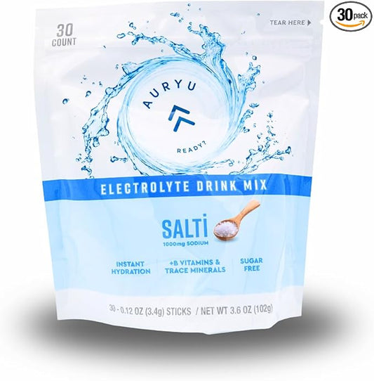 Electrolyte Drink Mix Salti – Unflavored Hydration Powder with 1000mg Sodium, Potassium, Magnesium, Zinc & B Vitamins – 30 Sticks