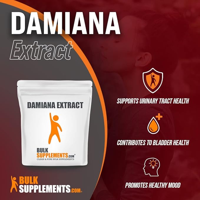 BulkSupplements.com Damiana Extract Powder - Damiana Supplement, Herbal Supplement - Vegan & Gluten Free, 400mg per Serving, 1kg (2.2 lbs) (Pack of 5)