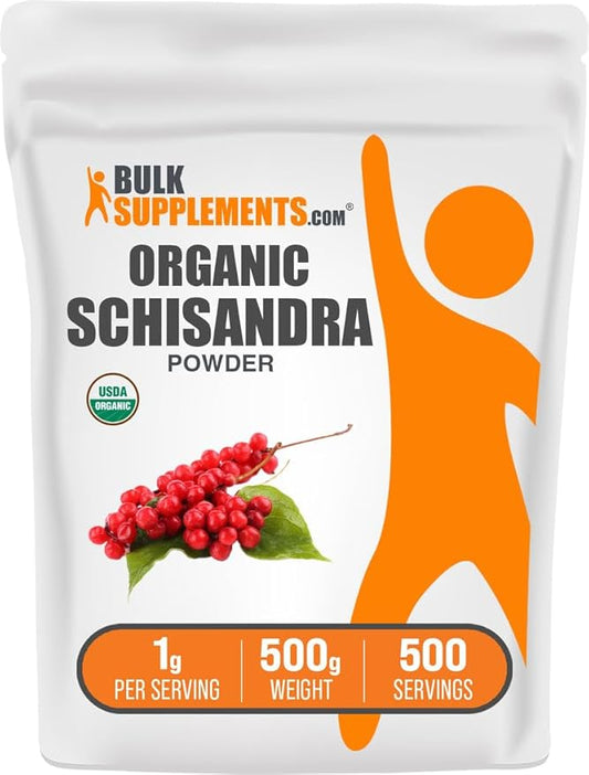 BulkSupplements.com Organic Schisandra Powder - Organic Schisandra Supplement, from Schisandra Berry - Gluten Free - 1g per Serving, 500g (1.1 lbs) (Pack of 1)