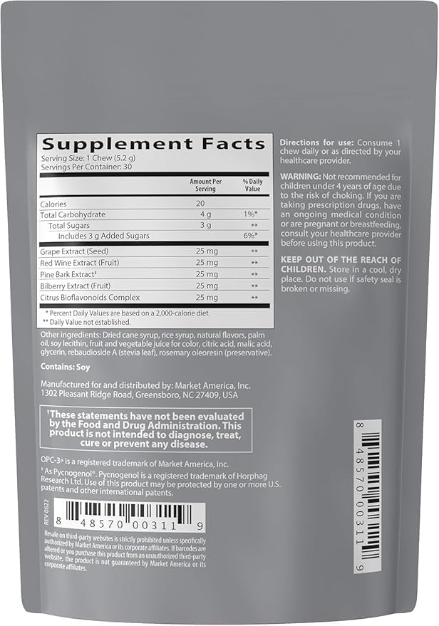 Isotonix Chews - Antioxidant Supplement - Pycnogenol, Grape Seed Extracts, Bilberry, Red Wine & Pine Bark Extracts - for Heart & Circulatory Support - 30 Servings