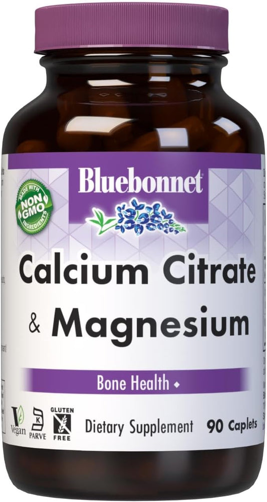 BlueBonnet Calcium Citrate Plus Magnesium Caplets, 90 Count