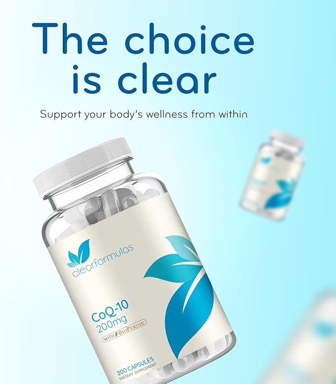CoQ10 200mg with BioPerine - Enhanced Absorption Coenzyme Q10 200mg Potent Antioxidant for Heart Energy and Aging Support - High Stability CoQ10 Ubiquinone Caps - Made in a cGMP US Lab (200 Servings)