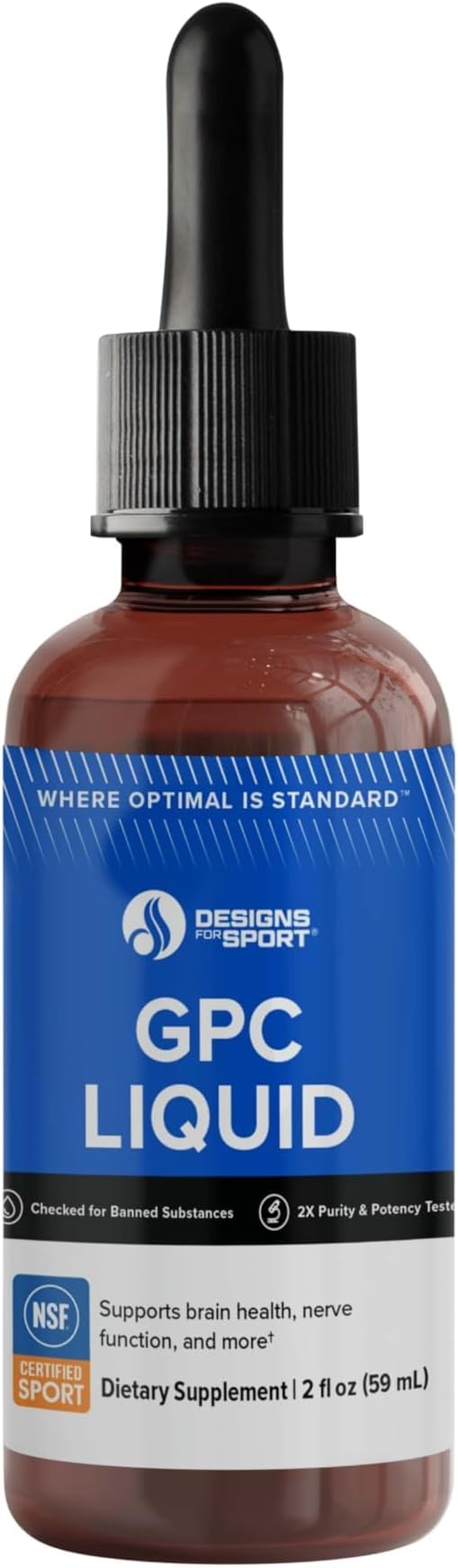 Designs for Sport GPC Liquid - Supports Choline Status & Brain Health* - L-Alpha-Glycerylphosphorylcholine - NSF Certified for Sport - 59 mL (2 fl oz), 30 Servings