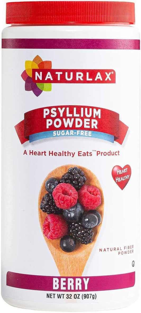 Sugar-Free Psyllium Husk Fiber Powder, Berry Flavored 32 oz