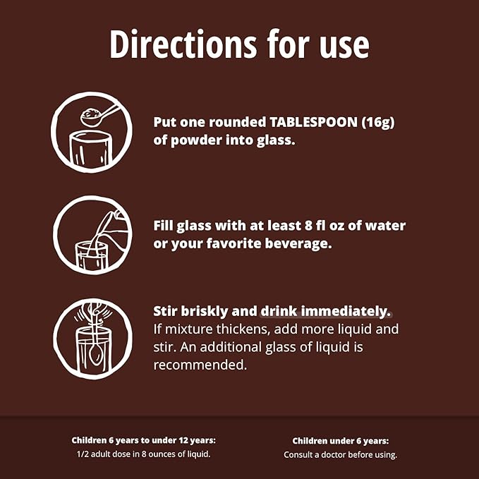 Sugar-Free Psyllium Husk Fiber Powder, Chocolate Flavored 19 oz