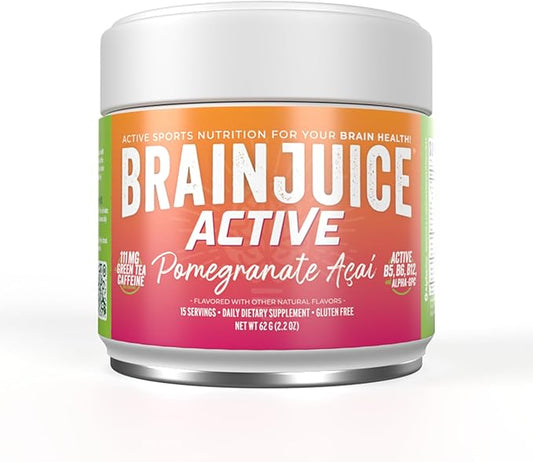 BrainJuice Active Pomegranate Acai Daily BrainPower Mix - 15 Servings