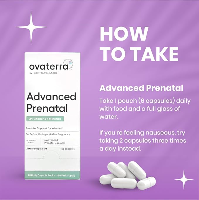 Advanced Prenatal Vitamins for Women with 550mg Choline, Methylfolate, Chelated Iron & 24 Nutrients 168 Capsules - 28 Day Supply
