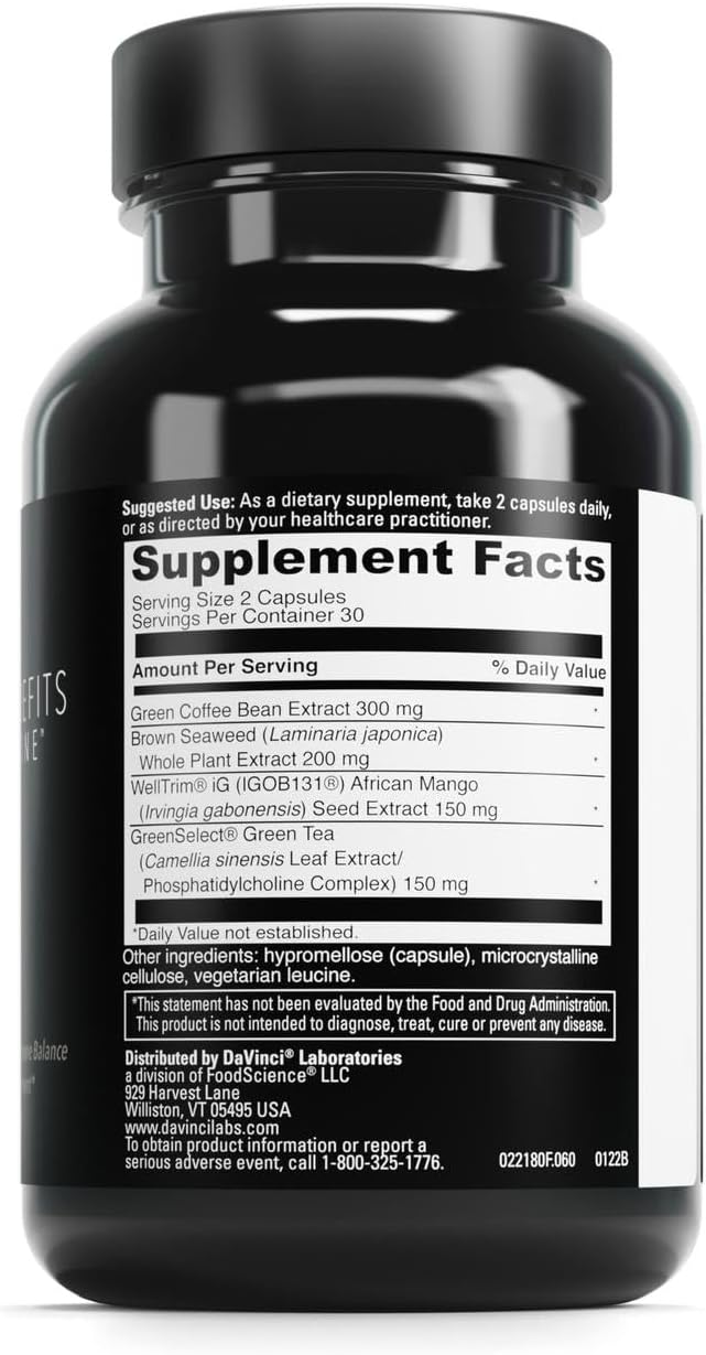 DAVINCI Labs Adipo-Leptin Benefits Dietary Supplement - Hormone Balance Support & Metabolism Support with Green Tea Extract, Green Coffee Bean Extract & More* - 60 Vegetarian Capsules (30 Servings)