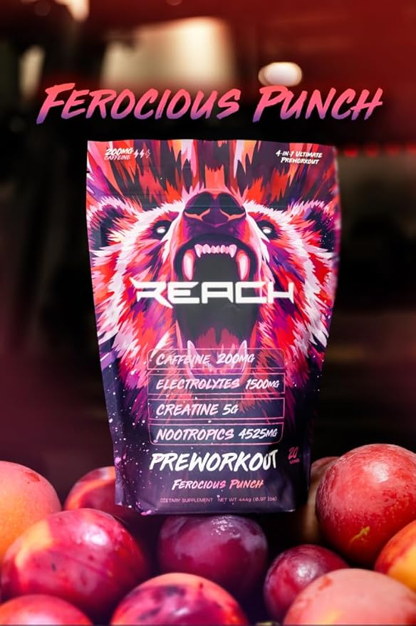 Pre Workout Supplement - Fitness Supplements, Workout Supplements - Energy Supplement for Men and Women - 200 mg Caffeine - Ferocious Punch