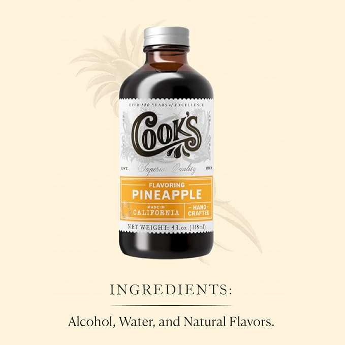 Cook's, Pineapple Flavoring for Baking, Candies, Cakes, Smoothies, Beverages, 16 oz