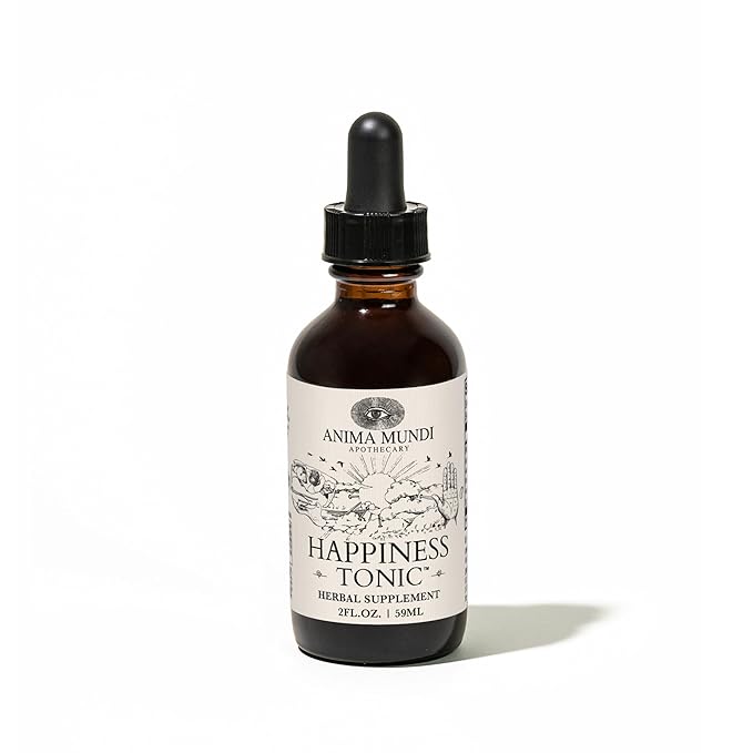 Anima Mundi Apothecary Herbal Ashwagandha Drops - Happiness Tonic for Gentle Mood Support and Relaxation - Adaptogenic Drops with Organic Ashwagandha, Rhodiola, St. John's Wort & More (2oz / 59ml)