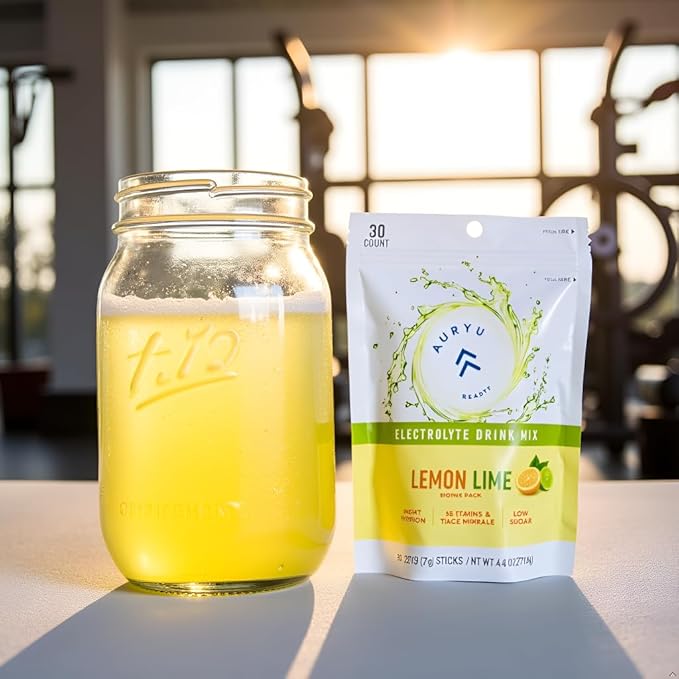 Electrolyte Drink Mix, 30 Sticks, 3 Flavors Pack - Lemon Lime with 600mg Sodium, B Vitamins & Minerals (30, Lemon Lime)