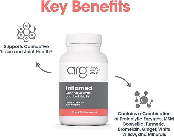 Allergy Research Group InflaMed Joint Health Supplement - Joint Support Supplement for Men & Women, Molybdenum, Turmeric, MSM, Boswellia,Connective Tissue Health - 120 Count