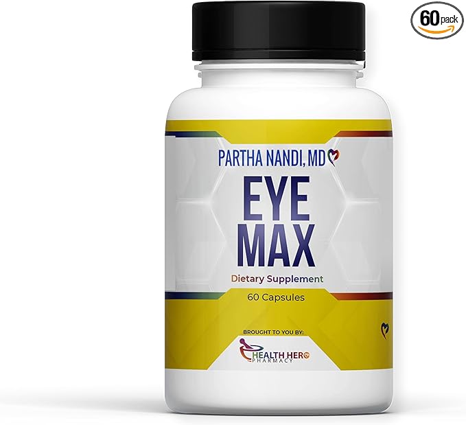 Dr. Nandi’s Eye Max Vision Supplement – Lutein, Zeaxanthin, Lycopene, Zinc – Eye Vitamins for Macular & Retina Support – Blue Light Protection, Visual Clarity & Antioxidant Support – 60 Vegan Capsules