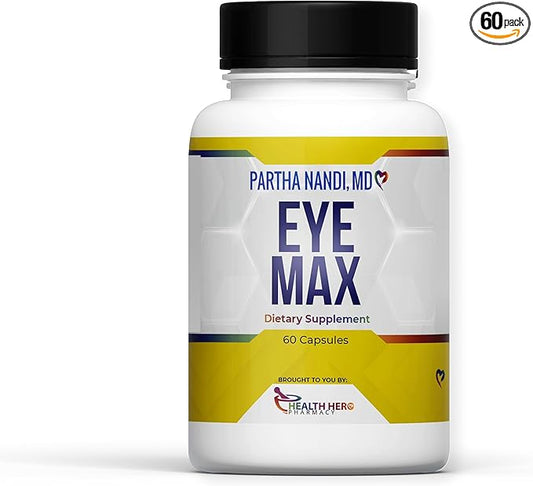 Dr. Nandi’s Eye Max Vision Supplement – Lutein, Zeaxanthin, Lycopene, Zinc – Eye Vitamins for Macular & Retina Support – Blue Light Protection, Visual Clarity & Antioxidant Support – 60 Vegan Capsules