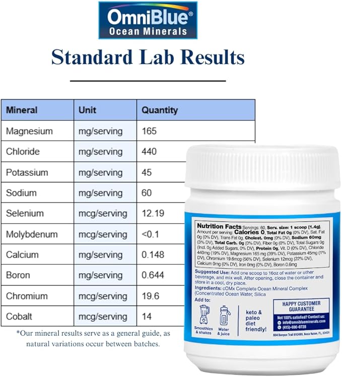 Trace Ocean Minerals & Hydration Powder - Magnesium, Boron, Selenium - 70+ Natural Minerals for Replenishment, Sleep and Overall Health- Keto, Vegan & Paleo Diet Support (60 Servings)