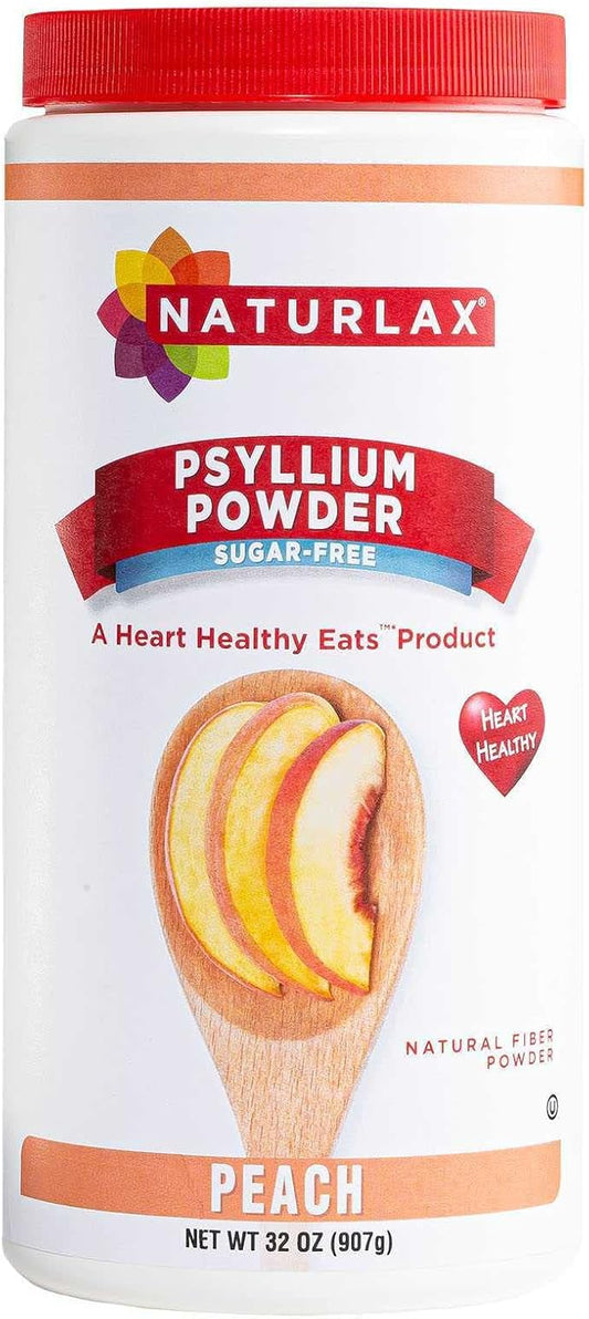 Sugar-Free Psyllium Husk Fiber Powder, Peach Flavored 32 oz